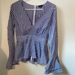 Striped, preppy blouse with bell sleeves